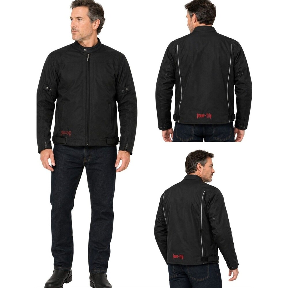 Power Trip Textile Motorcycle Riding Jacket Men Black Armored Mesh 4XL Big Tall
